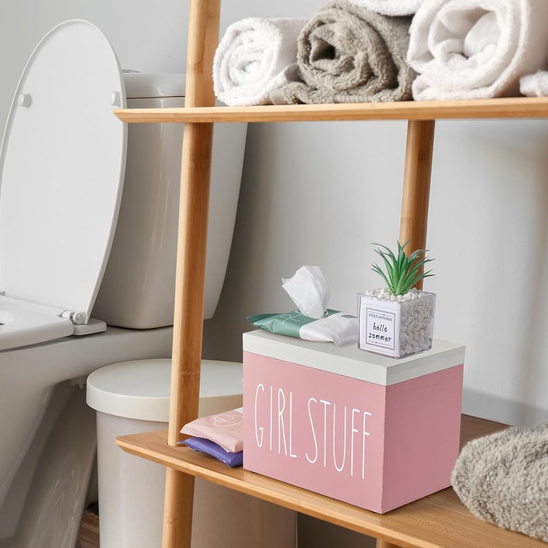 DRASTAR Tampon Holder for Bathroom, Pink Lady Stuff Box for Bathroom Accessories, Pink Bathroom Decor,Feminine Product Organizer, Pad Organize Case with hinged lid, Shark Week Tampon Storage - Image 3